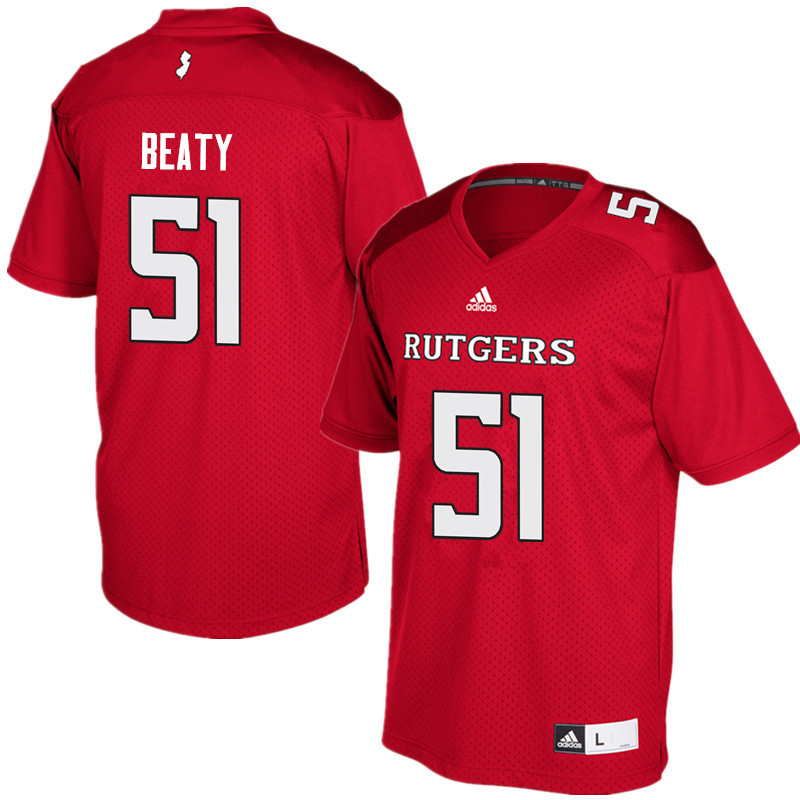 Men #51 Jamaal Beaty Rutgers Scarlet Knights College Football Jerseys Sale-Red